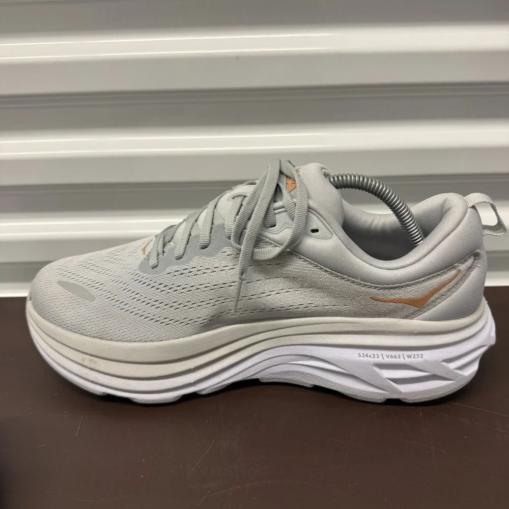 Hoka One Clifton 8 Shoes Womens Sz 11 D Gray Athletic Sneakers NO INSOLES**